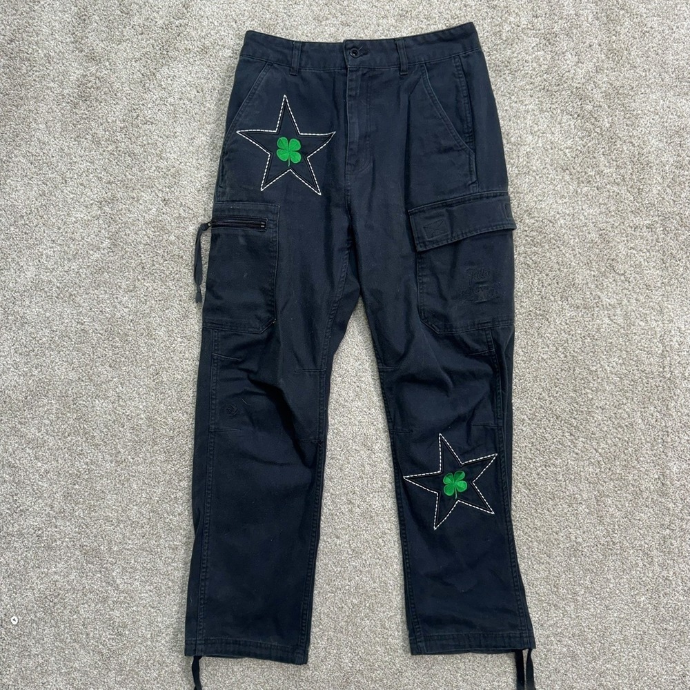 Converse x Patta Cargo Pants Men 29 Black Star Clover Embroidered Canvas Utility